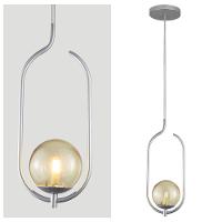 Lustre Pendente On Clip - Prata Com Globo De Vidro âmbar