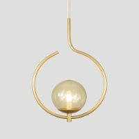Pendente Lustre On Loop Dourado Com Globo De Vidro Ambar - 5