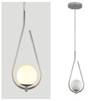 Lustre Pendente On Drop - Prata Com Globo De Vidro Branco - 2