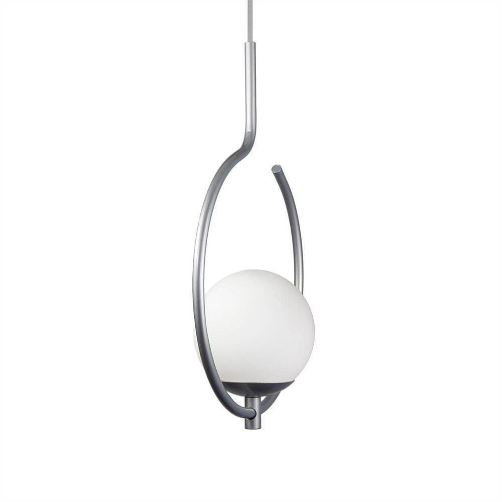 Pendente Lustre On Loop Prata Com Globo De Vidro Branco - 7