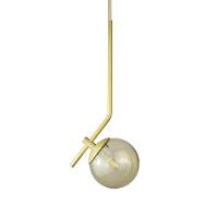 Lustre Pendente On Ly - Dourado Com Globo De Vidro âmbar - 1