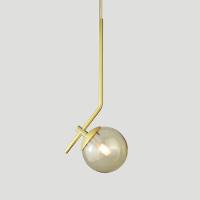 Lustre Pendente On Ly - Dourado Com Globo De Vidro âmbar - 3