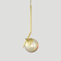 Lustre Pendente On Ly - Dourado Com Globo De Vidro âmbar