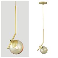 Lustre Pendente On Ly - Dourado Com Globo De Vidro âmbar - 6