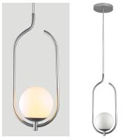 Lustre Pendente On Clip - Prata Com Globo De Vidro Branco - 2
