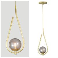 Lustre Pendente On Drop - Dourado Com Globo De Vidro Fumê - 2