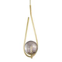 Lustre Pendente On Drop - Dourado Com Globo De Vidro Fumê - 6