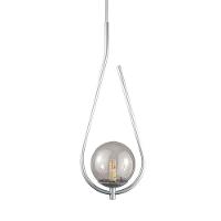 Lustre Pendente On Drop - Prata Com Globo De Vidro Fumê - 1