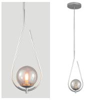 Lustre Pendente On Drop - Prata Com Globo De Vidro Fumê