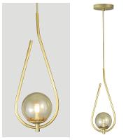 Lustre Pendente On Drop - Dourado Com Globo De Vidro âmbar - 2