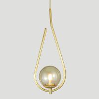 Lustre Pendente On Drop - Dourado Com Globo De Vidro âmbar - 7