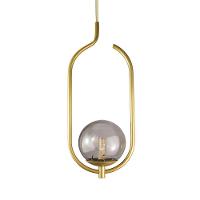 Lustre Pendente On Clip - Ouro Com Globo De Vidro Fumê - 1