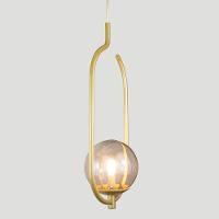 Lustre Pendente On Clip - Ouro Com Globo De Vidro Fumê - 2