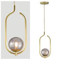 Lustre Pendente On Clip - Ouro Com Globo De Vidro Fumê