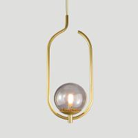 Lustre Pendente On Clip - Ouro Com Globo De Vidro Fumê - 5