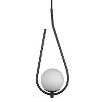 Lustre Pendente On Drop - Preto Com Globo De Vidro Branco - 1