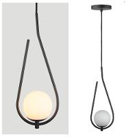 Lustre Pendente On Drop - Preto Com Globo De Vidro Branco - 3