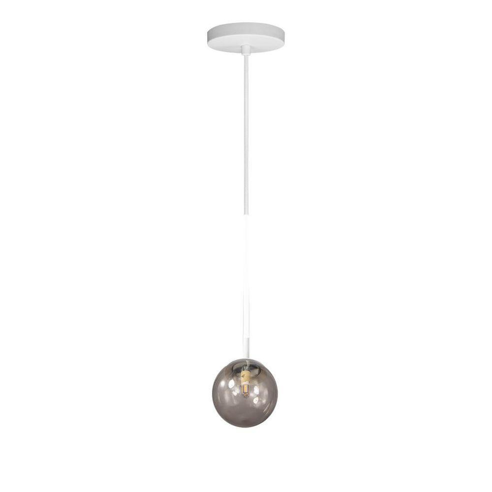 Lustre Pendente On Ly - Branco Com Globo De Vidro Fumê - 2