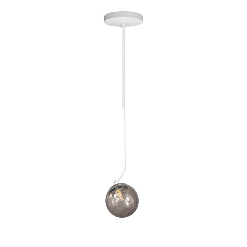 Lustre Pendente On Ly - Branco Com Globo De Vidro Fumê - 4