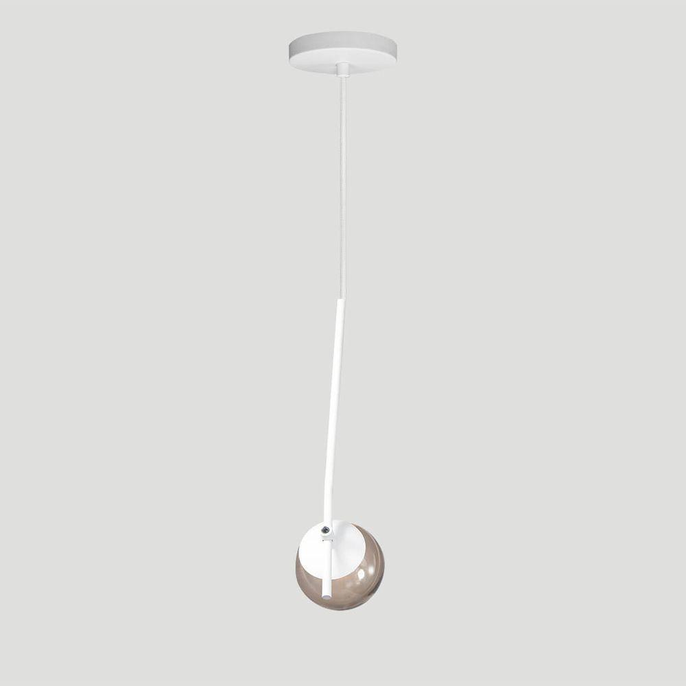 Lustre Pendente On Ly - Branco Com Globo De Vidro Fumê - 5