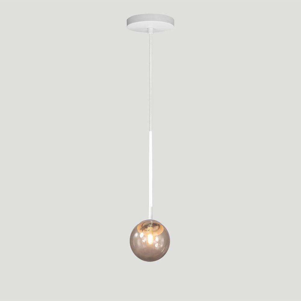 Lustre Pendente On Ly - Branco Com Globo De Vidro Fumê - 7