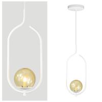 Lustre Pendente On Clip - Branco Com Globo De Vidro âmbar - 2