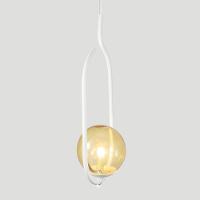 Lustre Pendente On Clip - Branco Com Globo De Vidro âmbar - 3