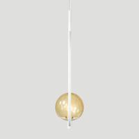 Lustre Pendente On Clip - Branco Com Globo De Vidro âmbar