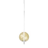 Lustre Pendente On Clip - Branco Com Globo De Vidro âmbar - 5