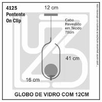 Lustre Pendente On Clip - Branco Com Globo De Vidro âmbar - 7