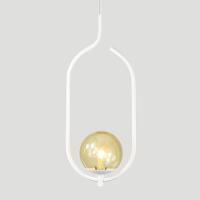 Lustre Pendente On Clip - Branco Com Globo De Vidro âmbar - 8