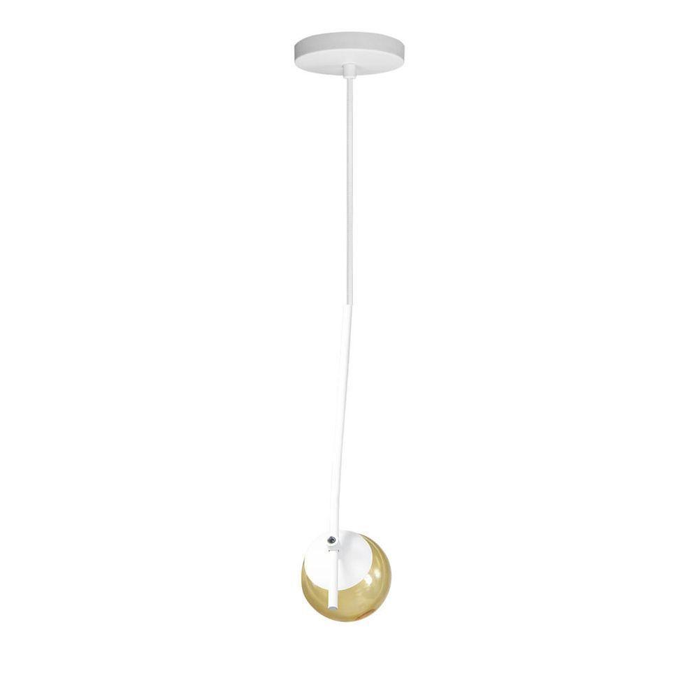 Lustre Pendente On Ly - Branco Com Globo De Vidro âmbar - 2