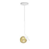 Lustre Pendente On Ly - Branco Com Globo De Vidro âmbar - 1
