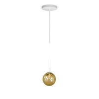 Lustre Pendente On Ly - Branco Com Globo De Vidro âmbar - 3