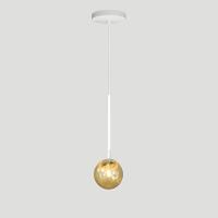 Lustre Pendente On Ly - Branco Com Globo De Vidro âmbar