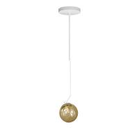Lustre Pendente On Ly - Branco Com Globo De Vidro âmbar - 6