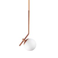 Lustre Pendente On Ly - Bronze Com Globo De Vidro Branco - 1