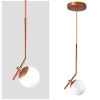 Lustre Pendente On Ly - Bronze Com Globo De Vidro Branco - 2