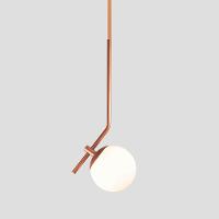 Lustre Pendente On Ly - Bronze Com Globo De Vidro Branco - 6