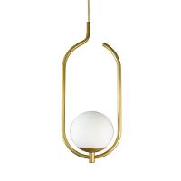 Lustre Pendente On Clip - Ouro Com Globo De Vidro Branco - 1