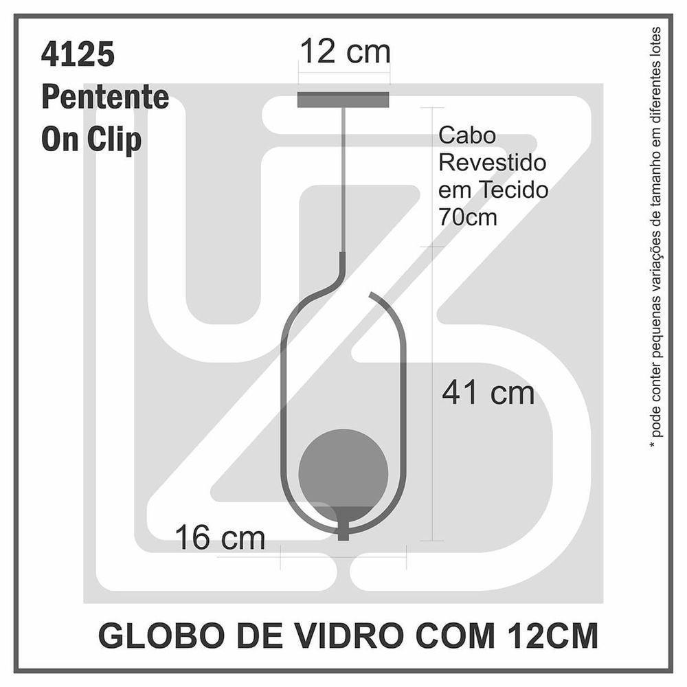 Lustre Pendente On Clip - Ouro Com Globo De Vidro âmbar - 3
