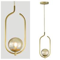 Lustre Pendente On Clip - Ouro Com Globo De Vidro âmbar - 2