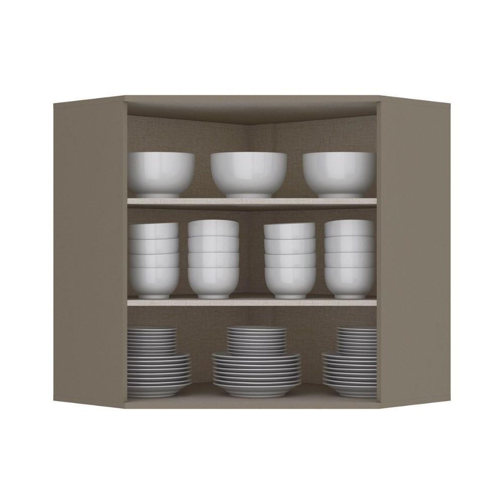 Armário Aéreo p/ Cozinha Canto Oblíquo Connect 2 Portas 83cm Off White - Henn - 4