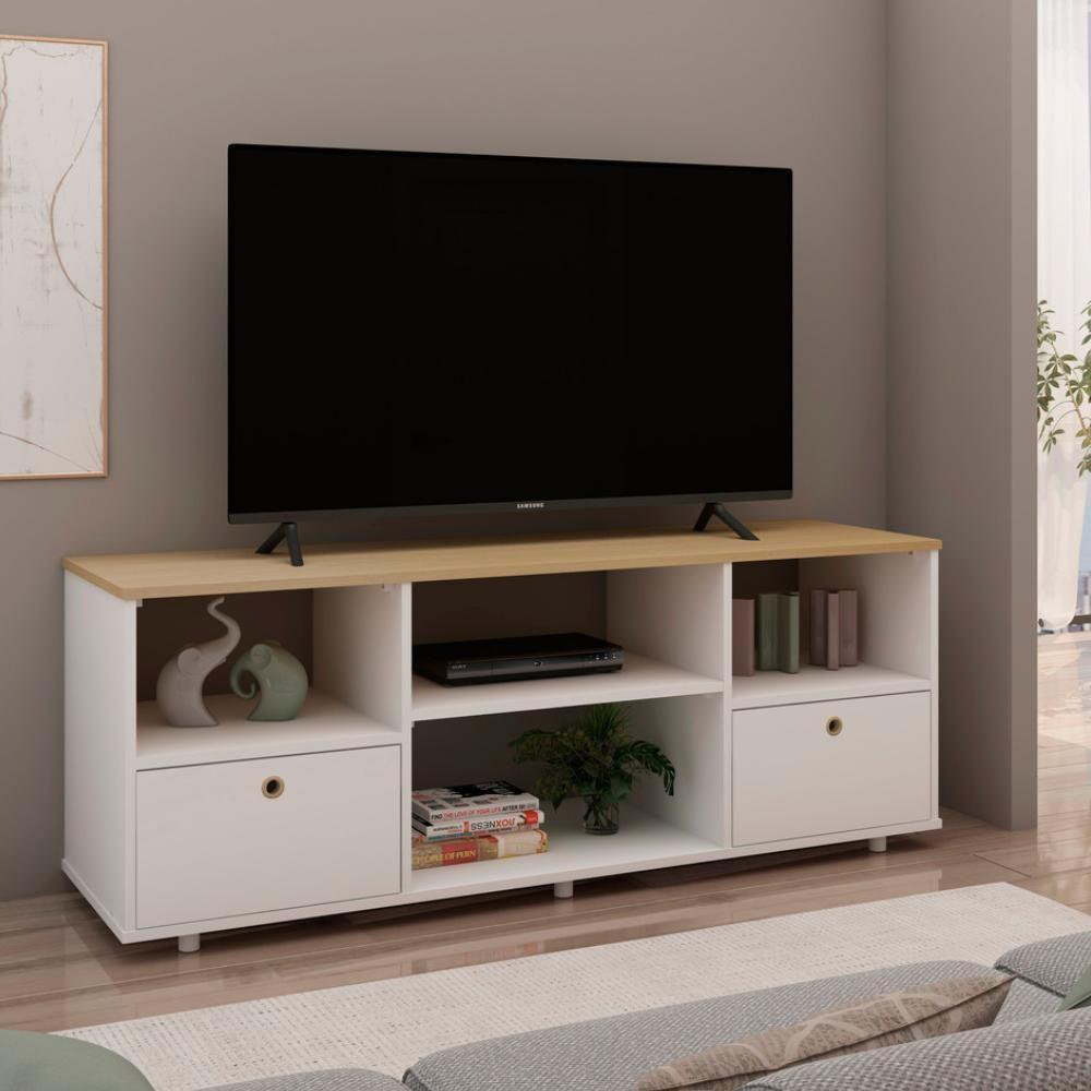 Rack Simm Com 2 Gavetas Branco / Savana - 2