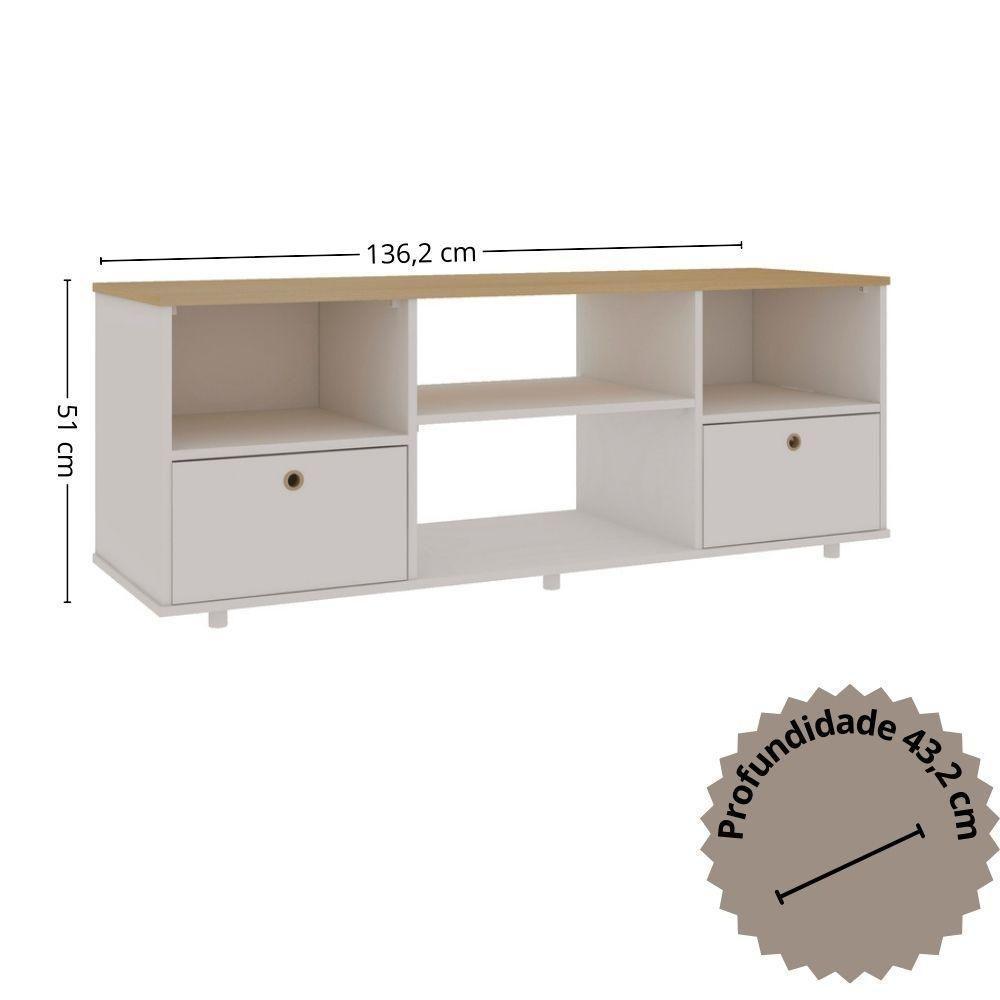 Rack Simm Com 2 Gavetas Branco / Savana - 3