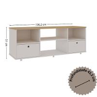 Rack Simm Com 2 Gavetas Branco / Savana - 3