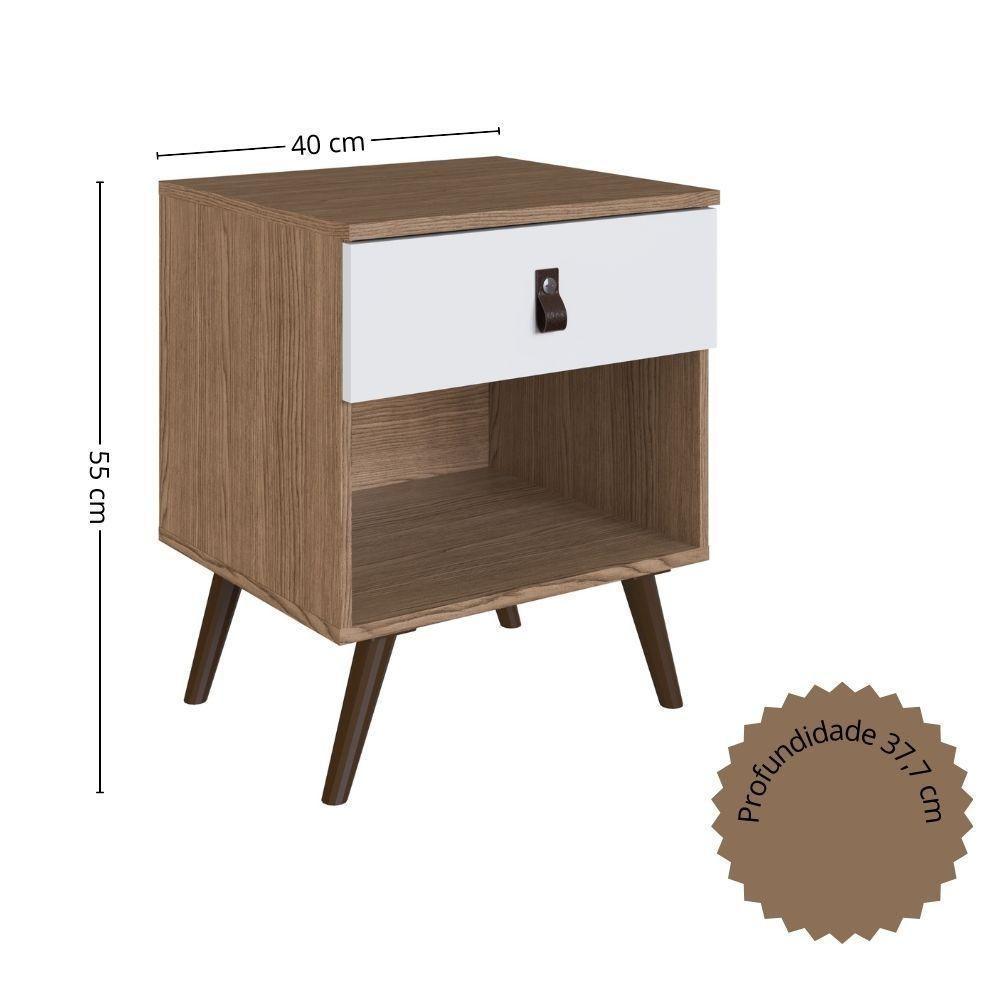 Mesa De Cabeceira Corsa Ebano Fosco / Branco Fosco - 3