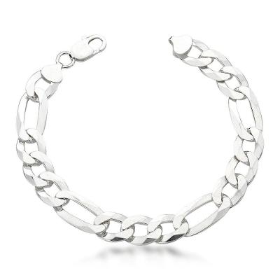 Pulseira Flat 11mm Elo 3x1 Prata 925 - 21cm