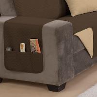 Protetor De Sofá Impermeável Dupla Face 4 Lugares King Microfibra -cáqui - 3