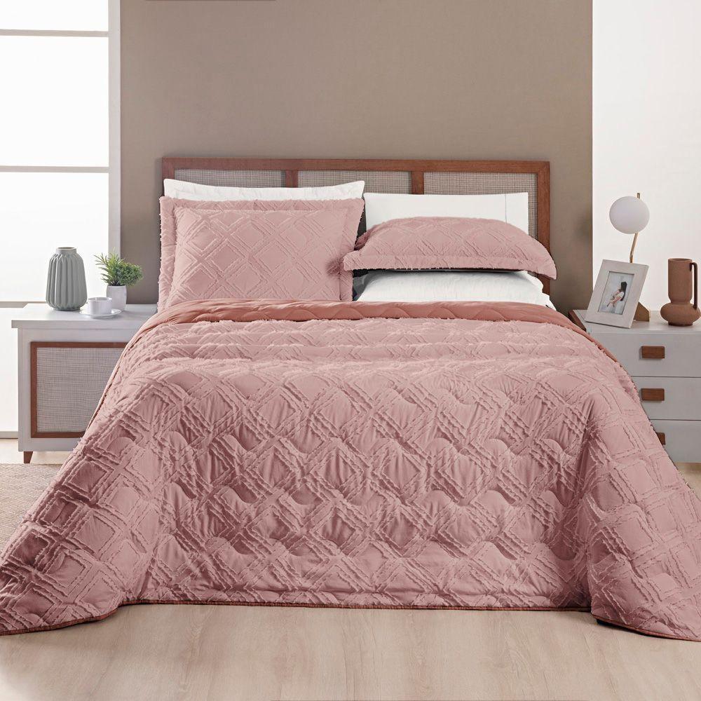 Cobre Leito Queen Aveline Micropercal 300 Fios 3 Peças Rose - 2